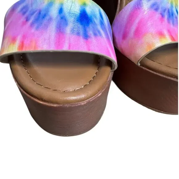 Gianni Bini Tie Dye Platform Chunky Heel Sandals 5” Ankle Strap 8.5 - Picture 5 of 10